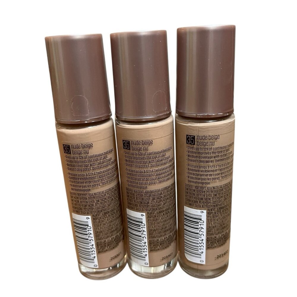 3X Maybelline Dream Radiant Liquid Hydrating Foundation 35 NUDE BEIGE 1 fl.oz - Picture 3 of 4